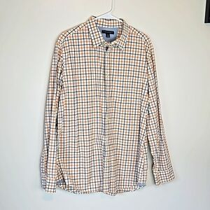 Banana Republic Windowpane Cotton Dress Shirt Extra Large